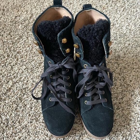 UGG Black Kiernan Suede Wedged Booties Size 9.5 - Picture 4 of 6